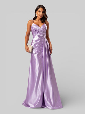 Vestido de Festa Longo Drapeado com Fenda Alpha - Aurea Dress