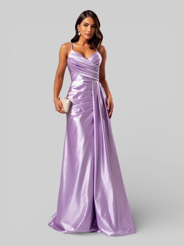 Vestido de Festa Longo Drapeado com Fenda Alpha - Aurea Dress