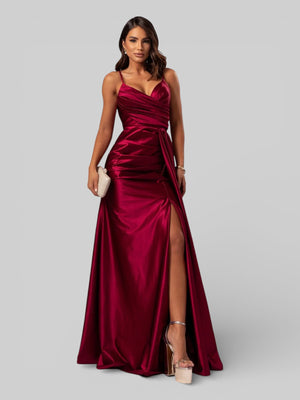 Vestido de Festa Longo Drapeado com Fenda Alpha - Aurea Dress