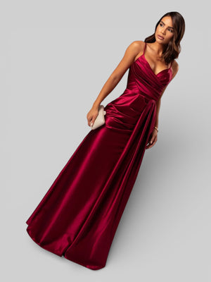 Vestido de Festa Longo Drapeado com Fenda Alpha - Aurea Dress