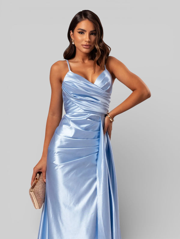 Vestido de Festa Longo Drapeado com Fenda Alpha - Aurea Dress