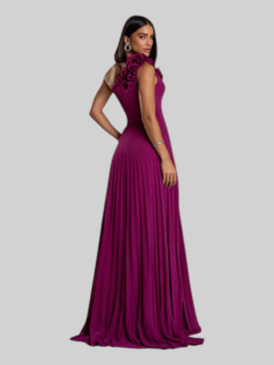 Vestido de Festa Longo Alça Única Plissado Florence