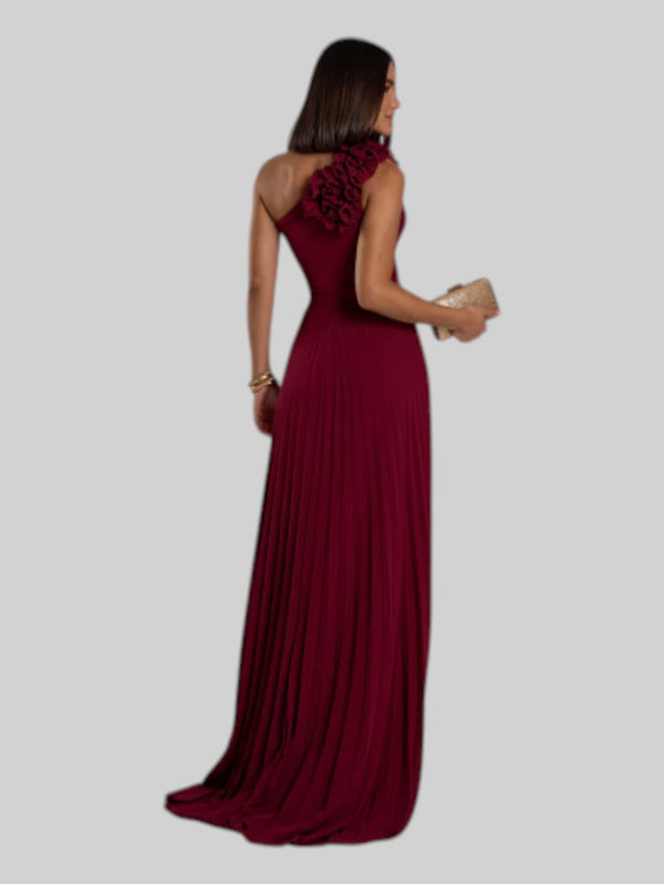 Vestido de Festa Longo Alça Única Plissado Florence