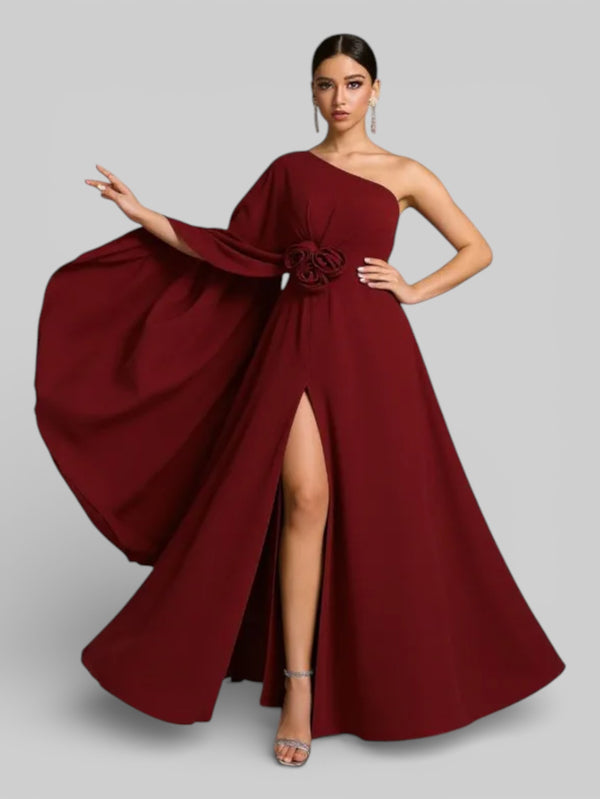 Vestido de Festa Longo Nula Manga Flowers Aurora - Aurea Dress