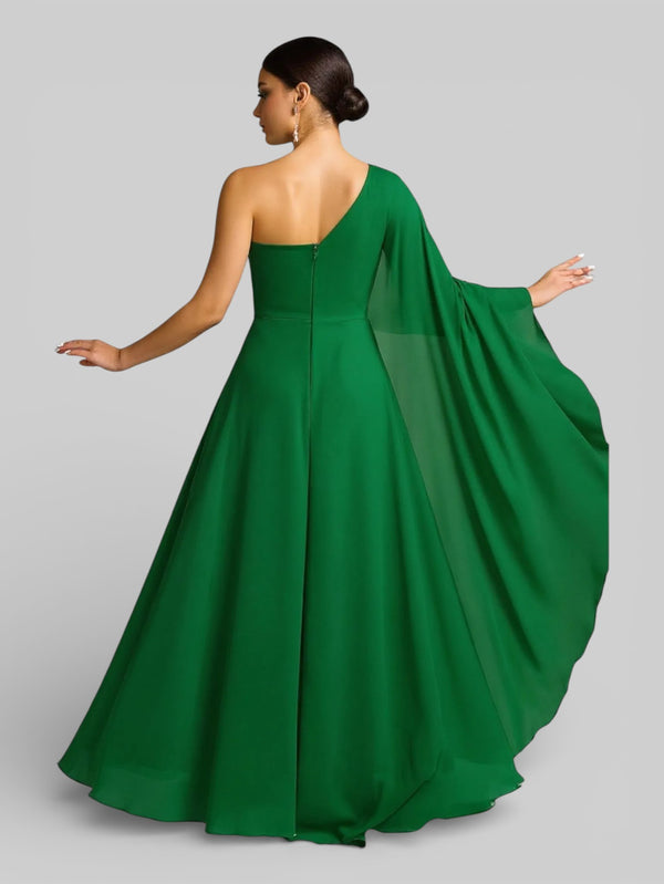 Vestido de Festa Longo Nula Manga Flowers Aurora - Aurea Dress