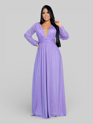 Vestido Longo de Festa Manga Longa Microtule Aurea - Aurea Dress