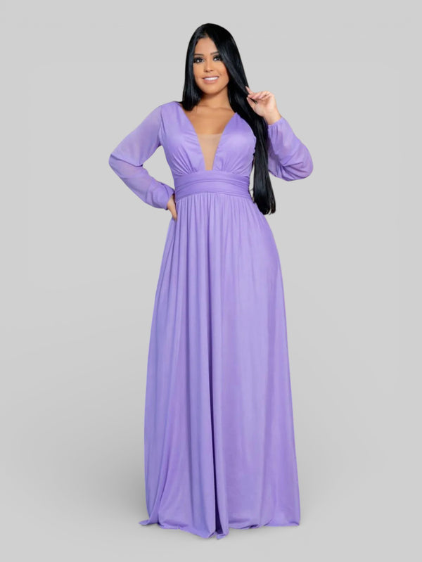 Vestido Longo de Festa Manga Longa Microtule Aurea - Aurea Dress