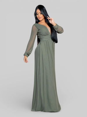 Vestido Longo de Festa Manga Longa Microtule Aurea - Aurea Dress