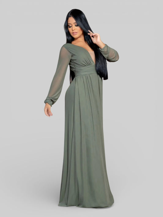 Vestido Longo de Festa Manga Longa Microtule Aurea - Aurea Dress