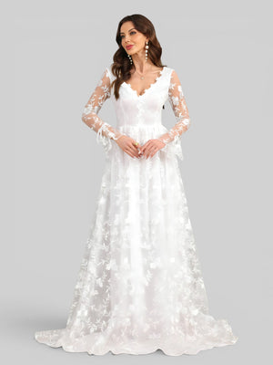 Vestido de Noiva Manga Longa com Renda Elegance