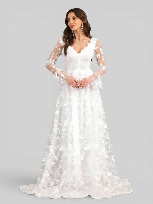 Vestido de Noiva Manga Longa com Renda Elegance