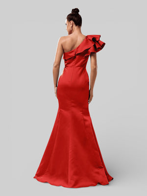 Vestido de Festa Ombro Único com Babados Verdana - Aurea Dress