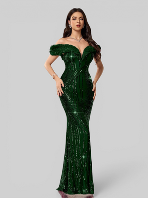 Vestido de Festa Longo Sereia Ombro a Ombro Aurea Dress