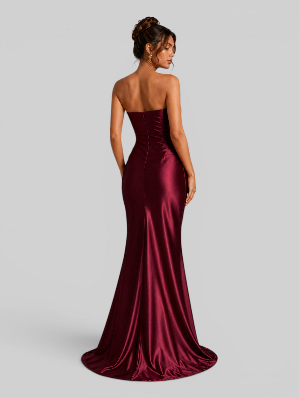Vestido de Festa Longo Acetinado Tomara que Caia com Paetê Penelope