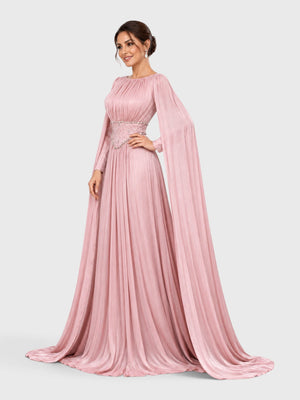 Vestido de Festa Manga Longa com Apliques Monalisa