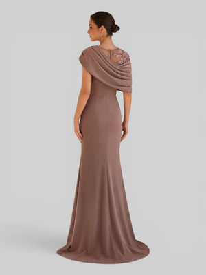 Vestido de Festa Longo com Bordado Pérolas Luxemburgo
