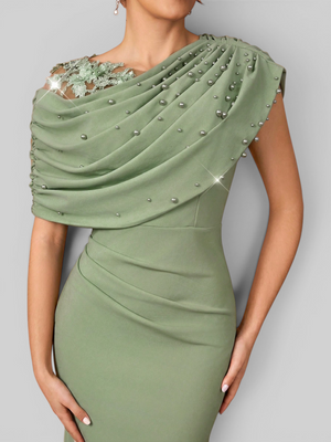 Vestido de Festa Longo com Bordado Pérolas Luxemburgo