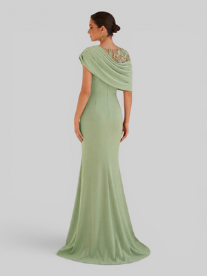 Vestido de Festa Longo com Bordado Pérolas Luxemburgo