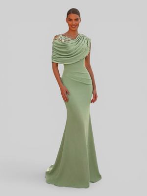 Vestido de Festa Longo com Bordado Pérolas Luxemburgo