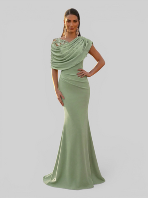 Vestido de Festa Longo com Bordado Pérolas Luxemburgo