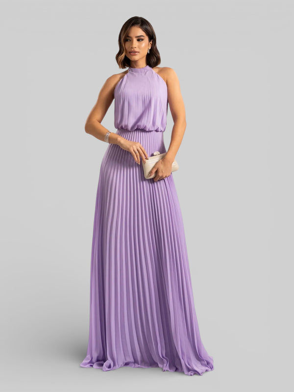 Vestido de Festa Plissado Gola Halter Ruby - Aurea Dress