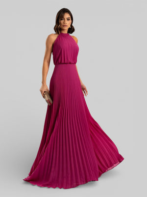 Vestido de Festa Plissado Gola Halter Ruby - Aurea Dress
