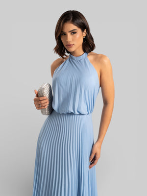 Vestido de Festa Plissado Gola Halter Ruby - Aurea Dress