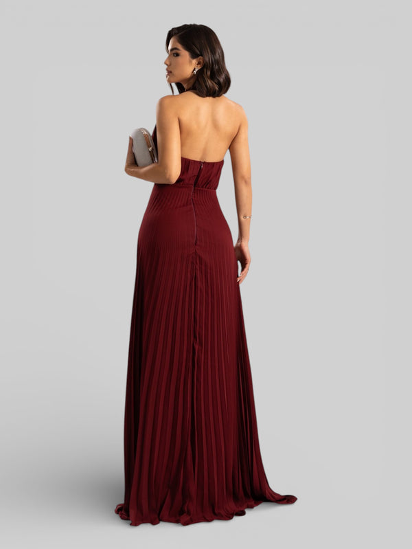 Vestido de Festa Plissado Gola Halter Ruby - Aurea Dress
