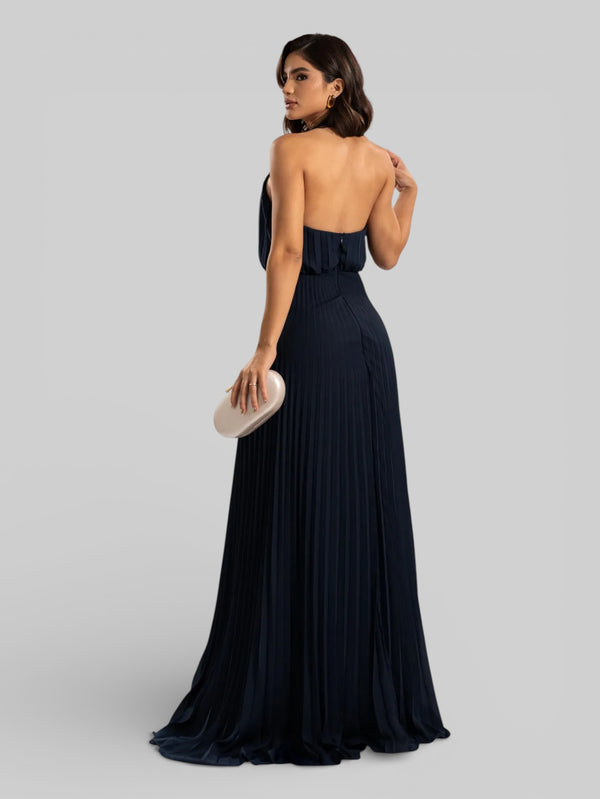 Vestido de Festa Plissado Gola Halter Ruby - Aurea Dress