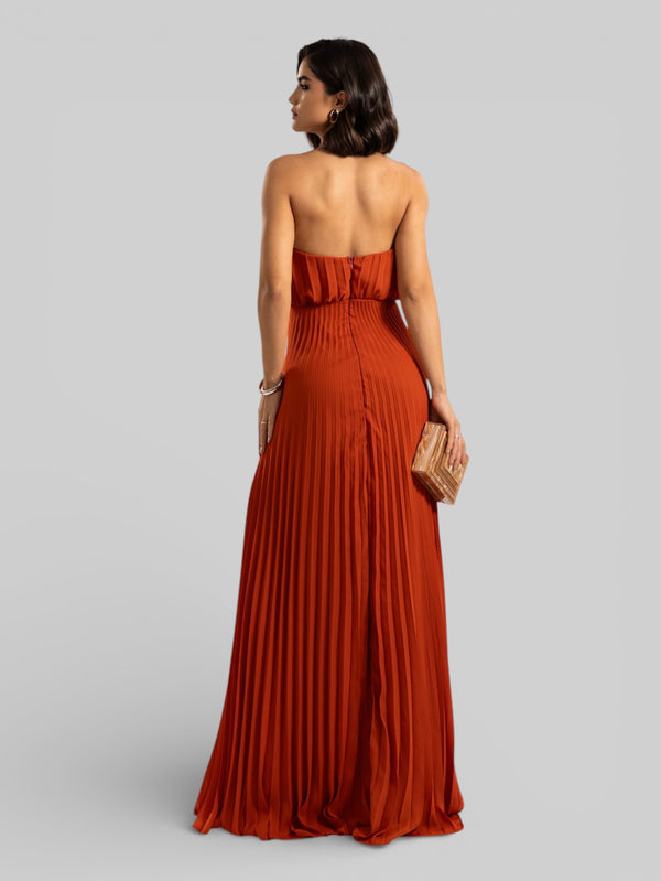 Vestido de Festa Plissado Gola Halter Ruby - Aurea Dress