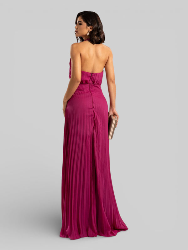 Vestido de Festa Plissado Gola Halter Ruby - Aurea Dress