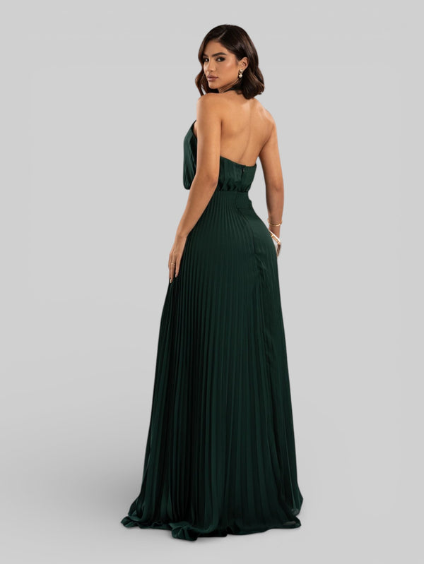 Vestido de Festa Plissado Gola Halter Ruby - Aurea Dress