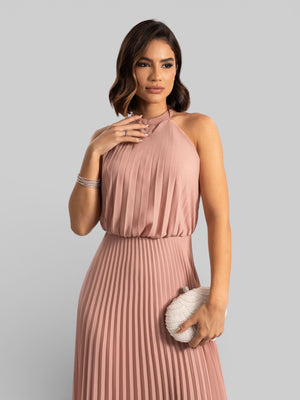 Vestido de Festa Plissado Gola Halter Ruby - Aurea Dress