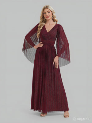Vestido de Festa Longo Plus Size com Capa Ambrôle