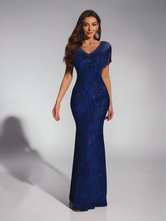 Vestido de Festa Longo Paetê com Franjas Santorini