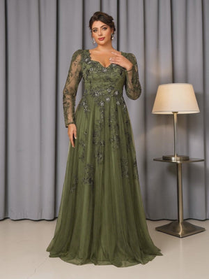 Vestido de Festa Manga Longa de Luxo Mãe da Noiva Prime