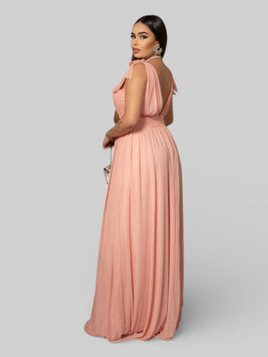Vestido Longo de Festa Tule Amarração Ravena - Aurea Dress