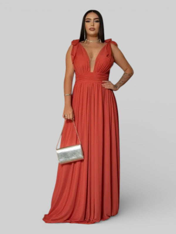 Vestido Longo de Festa Tule Amarração Ravena - Aurea Dress