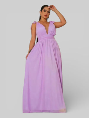 Vestido Longo de Festa Tule Amarração Ravena - Aurea Dress