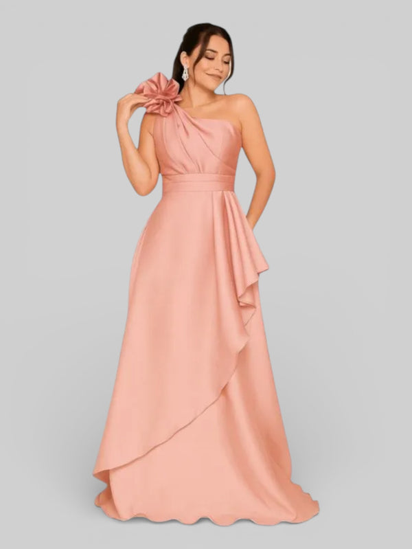 Vestido de Festa Longo Nula Manga com Flor Drape - Aurea Dress