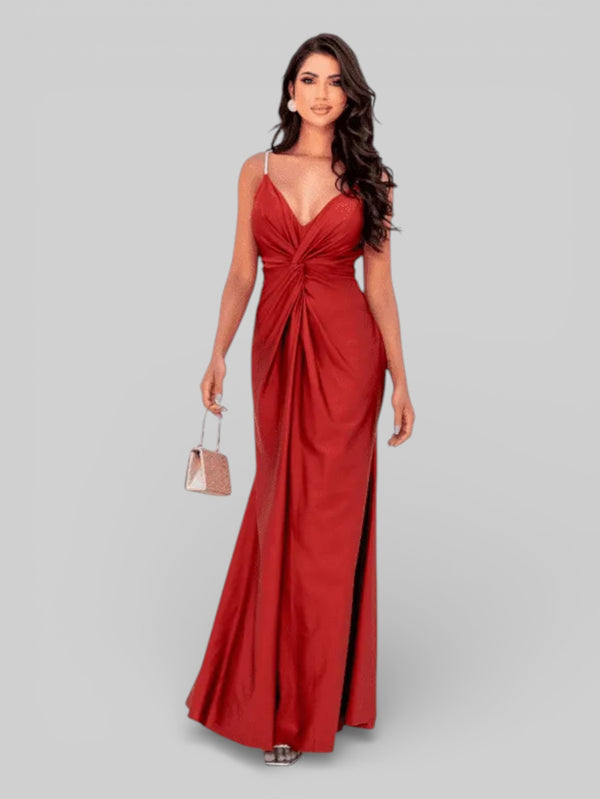 Vestido de Festa Longo Torcido com Fenda Serena - Aurea Dress