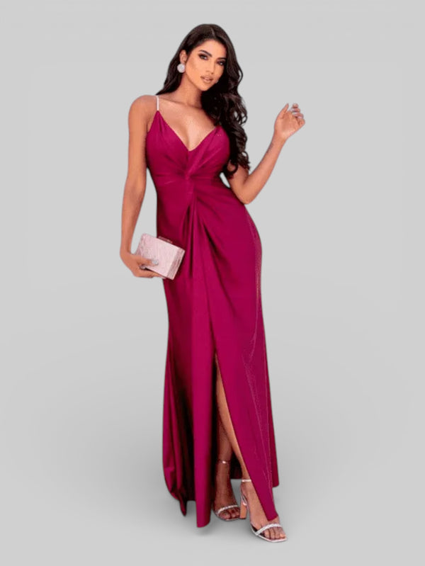 Vestido de Festa Longo Torcido com Fenda Serena - Aurea Dress
