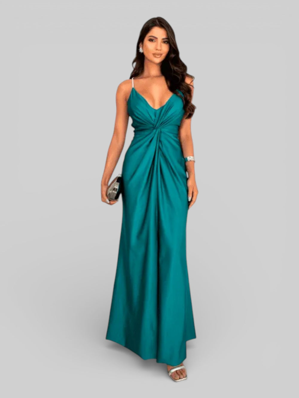 Vestido de Festa Longo Torcido com Fenda Serena - Aurea Dress
