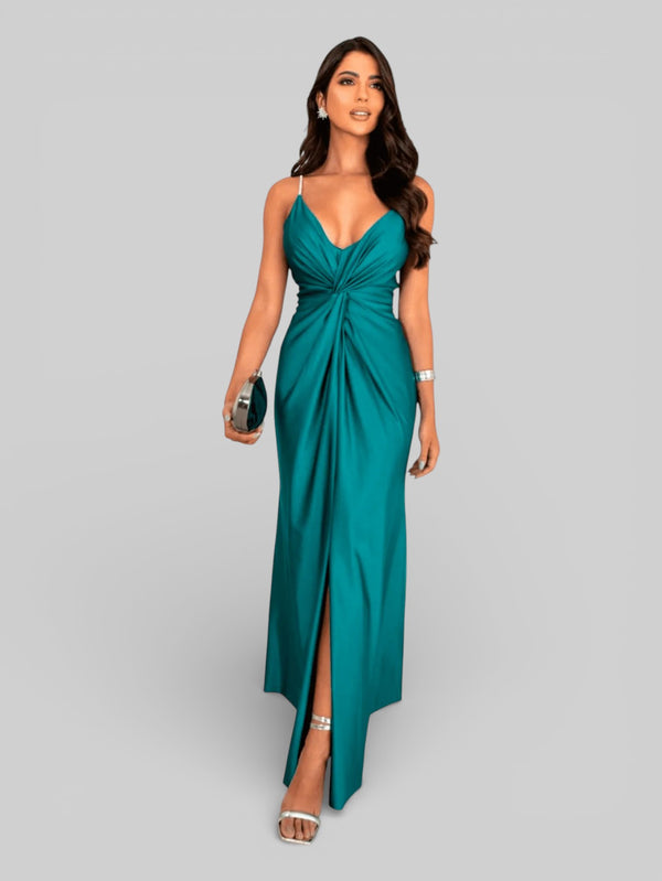 Vestido de Festa Longo Torcido com Fenda Serena - Aurea Dress