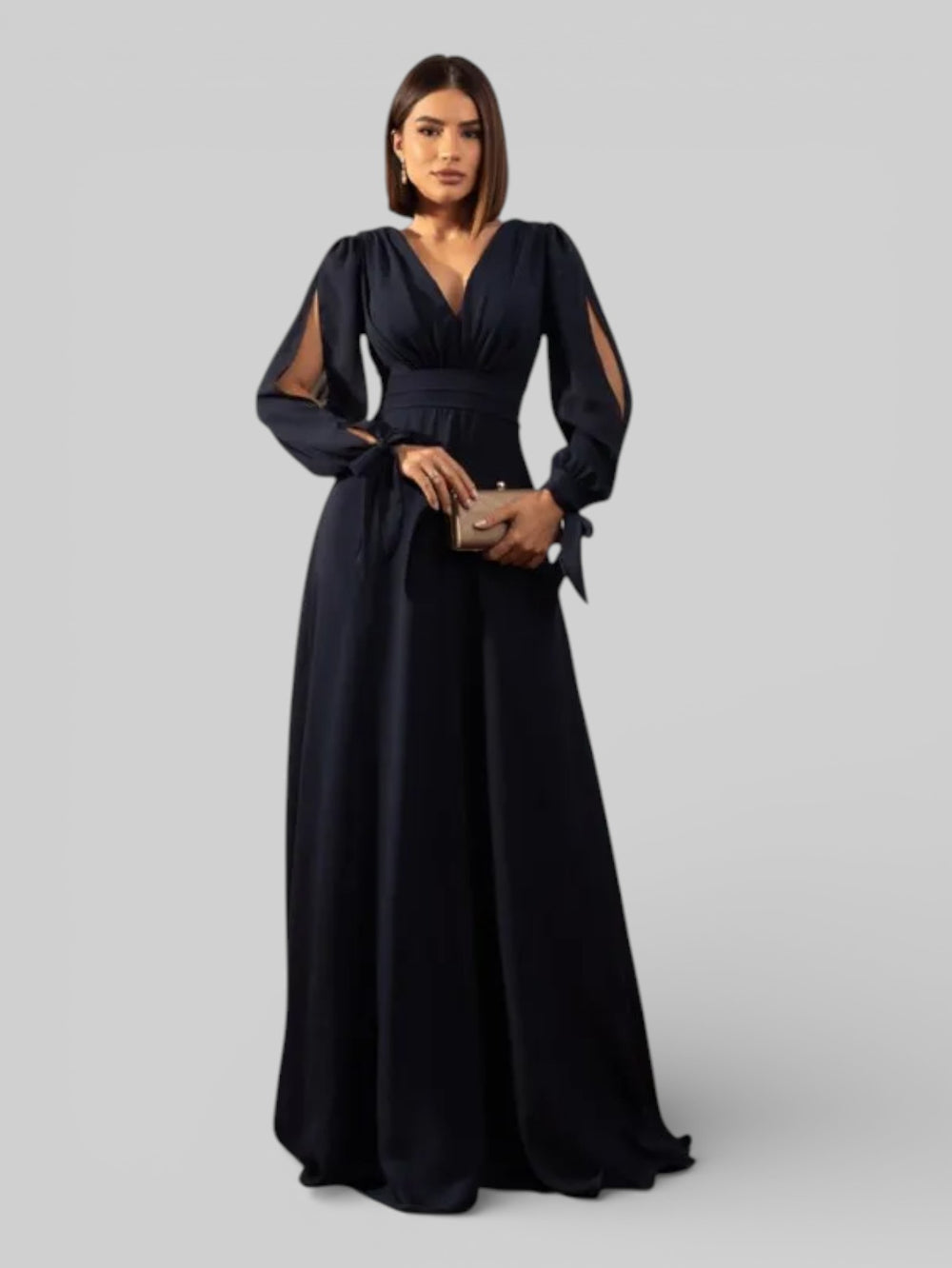 Vestido de Festa Manga Longa Decote Veneza - Aurea Dress