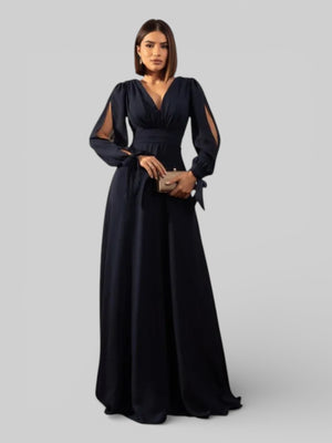 Vestido de Festa Manga Longa Decote Veneza - Aurea Dress
