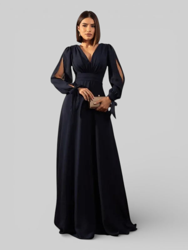 Vestido de Festa Manga Longa Decote Veneza - Aurea Dress
