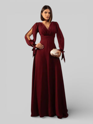 Vestido de Festa Manga Longa Decote Veneza - Aurea Dress