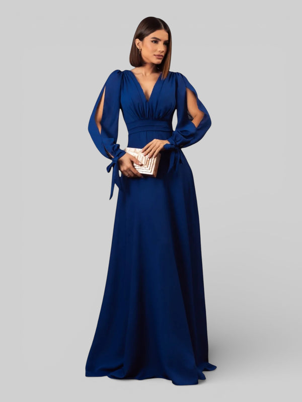 Vestido de Festa Manga Longa Decote Veneza - Aurea Dress
