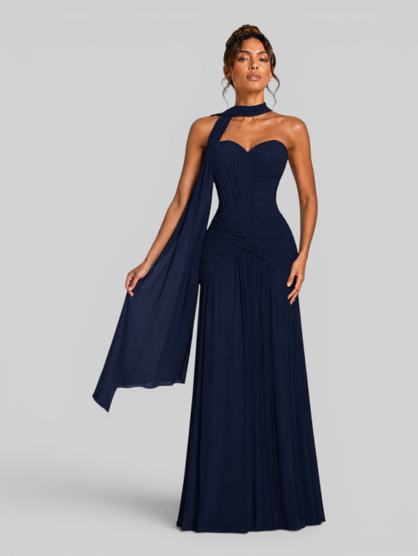 Vestido de Festa Longo Tomara que Caia Torcido Echarpe Legacy